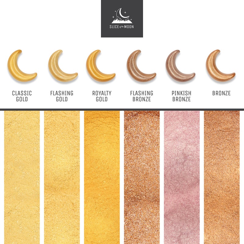 Slice of the Moon | Classic Gold Natural Mineral Mica Powder, 0.42oz (12g) | for Personal or Professional Use - Cosmetics, Epoxy Resin Projects, Nail Polish, Soaps, Bath Bombs, and Art Projects - Image 2